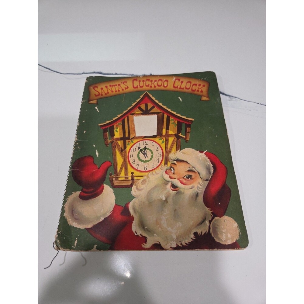 1954 Santa's Cuckoo Clock Pop-Up Spiral Bound Book 20 Pages 70 Years Old B17